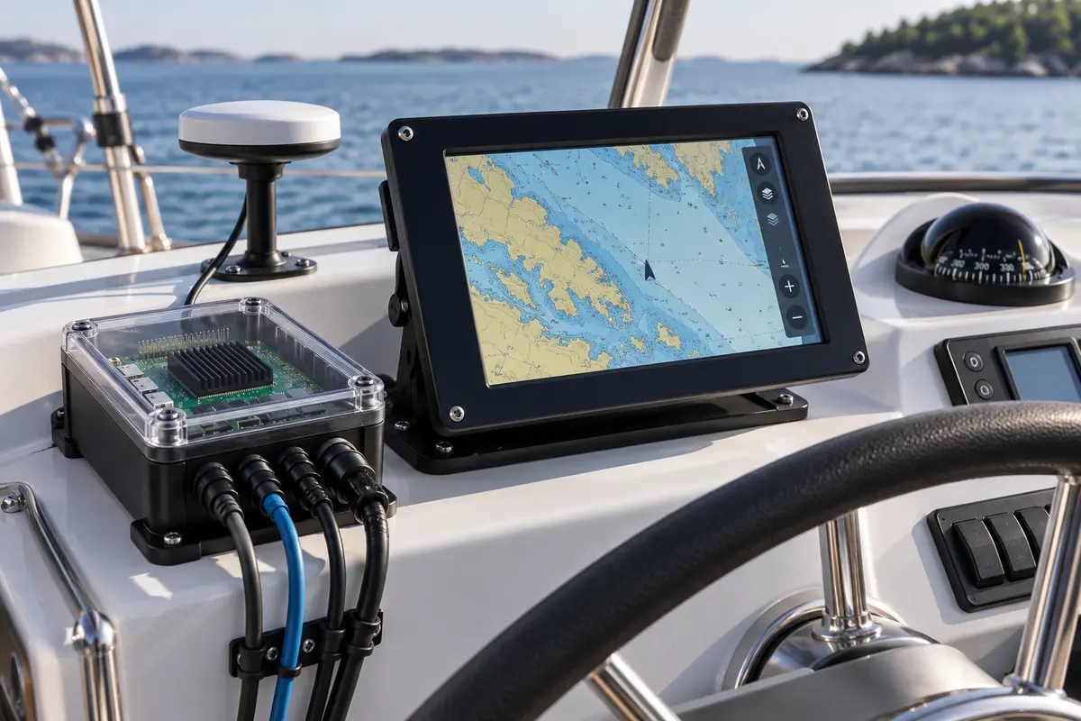 Compact open-source marine navigation computer and chart display